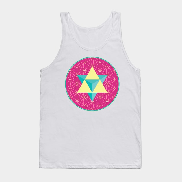 Merkaba on Flower of Life Tank Top by GalacticMantra